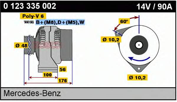 Alternador 0123335002 Bosch