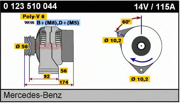 Alternador 0123510044 Bosch