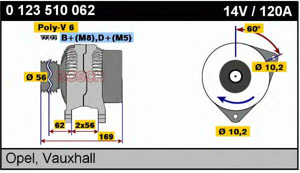 0123510062 Bosch Alternador de coche