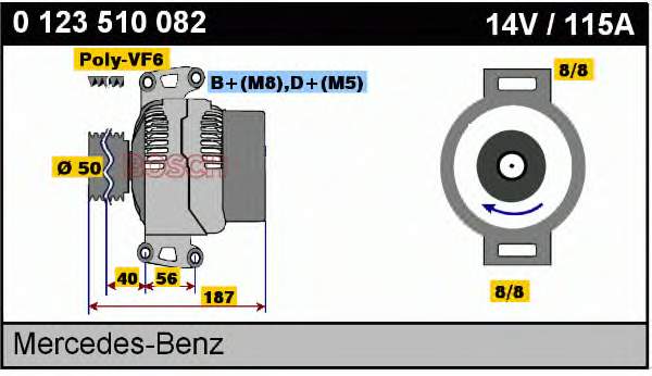 0123510082 Bosch Alternador de coche