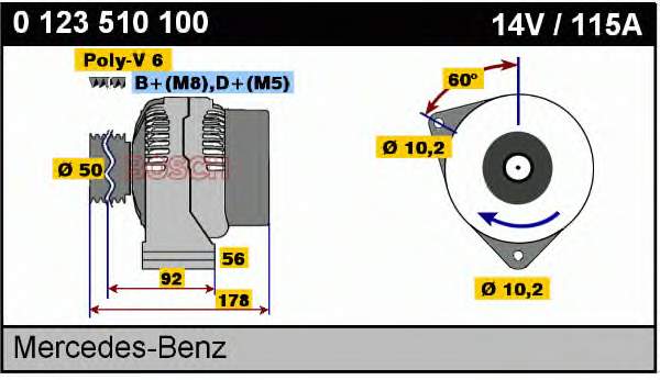 0123510100 Bosch Alternador de coche