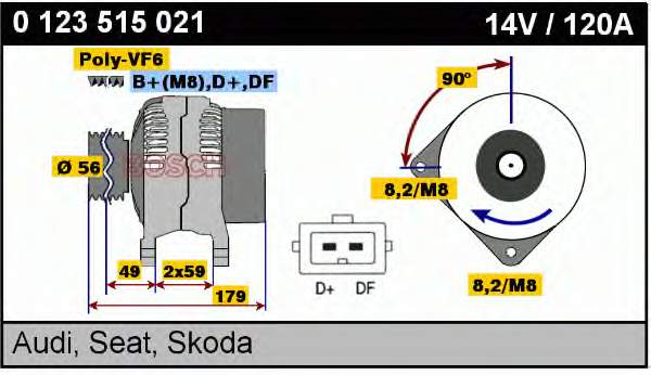 Alternador 0123515021 Bosch