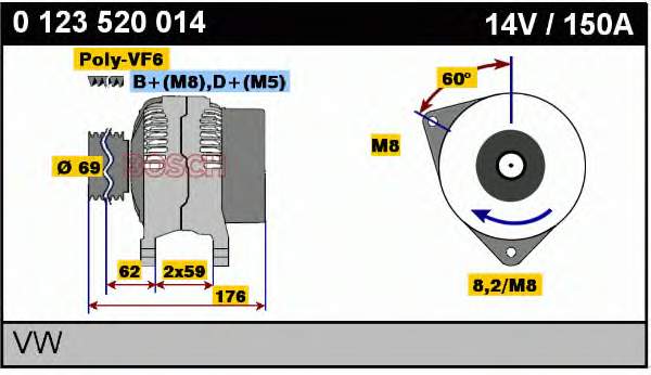 Alternador 0123520014 Bosch