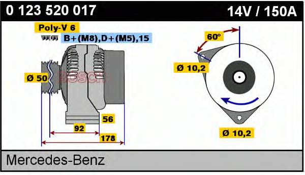 Alternador 0123520017 Bosch