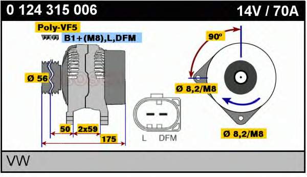 Alternador 0124315006 Bosch