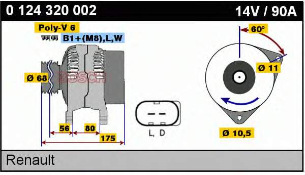 0124320002 Bosch Alternador de coche