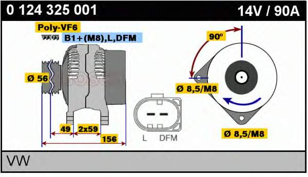 Alternador del motor Bosch 0124325001 precio, desde 56,63 EUR