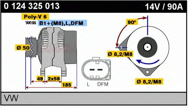 Alternador 0124325013 Bosch