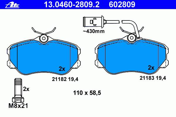 13046028092 ATE pastillas de freno delanteras