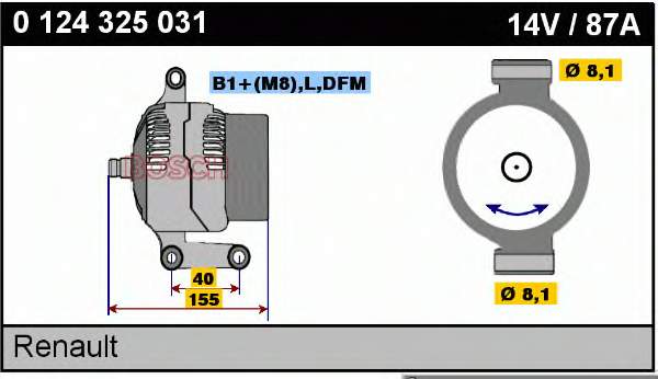 Alternador 0124325031 Bosch