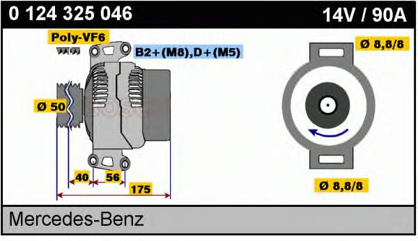 Alternador del motor Bosch 0124325046 precio, desde 158,24 EUR