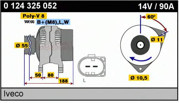 Alternador 0124325052 Bosch