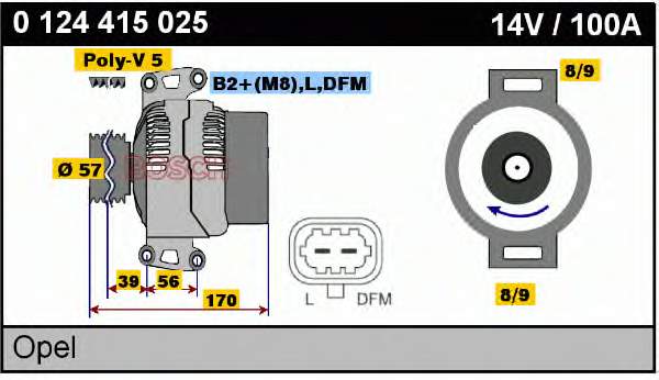 Alternador del motor Bosch 0124415025 precio, desde 55,58 EUR