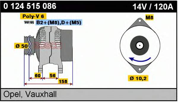 0124515086 Bosch Alternador de coche