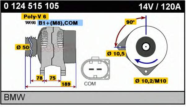 Alternador 0124515105 Bosch