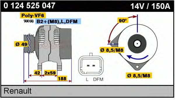 0124525047 Bosch Alternador de coche