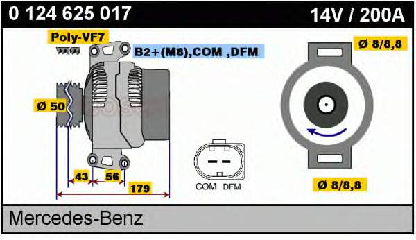 Alternador 0124625017 Bosch