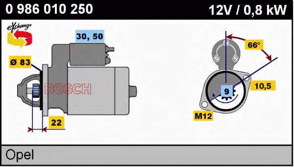 Motor de arranque 0986010250 Bosch