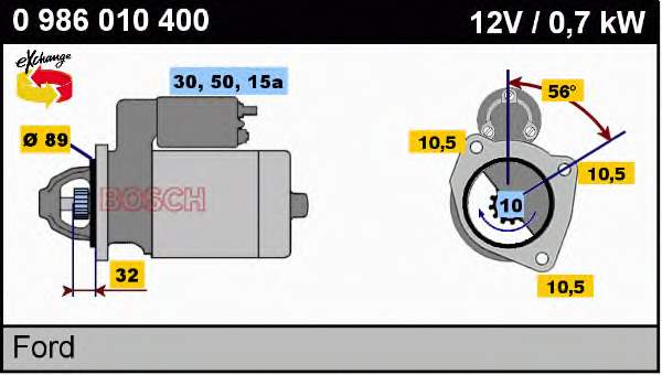 Motor de arranque 0986010400 Bosch