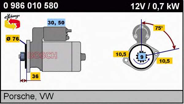 0986010580 Bosch motor de arranque