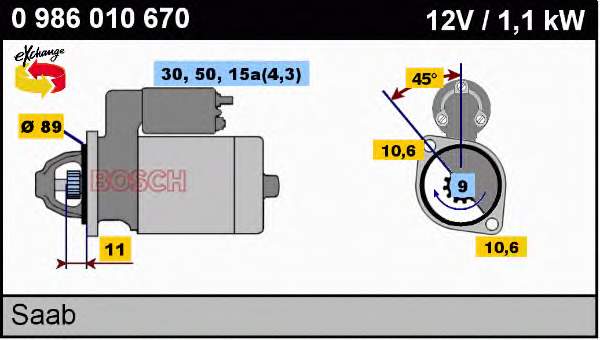 0986010670 Bosch motor de arranque