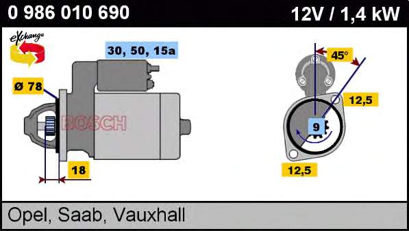 Motor de arranque 0986010690 Bosch