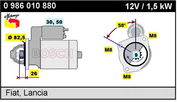 0986010880 Bosch motor de arranque