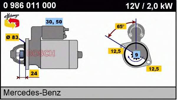 Motor de arranque 0986011000 Bosch