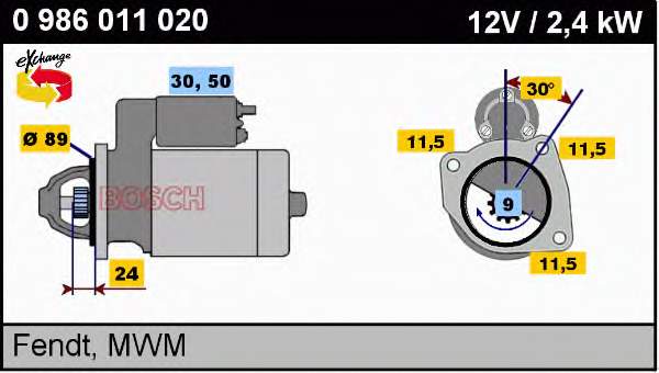 0986011020 Bosch motor de arranque