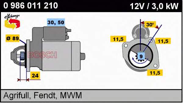 0986011210 Bosch motor de arranque