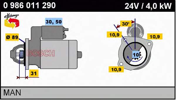 Motor de arranque 0986011290 Bosch