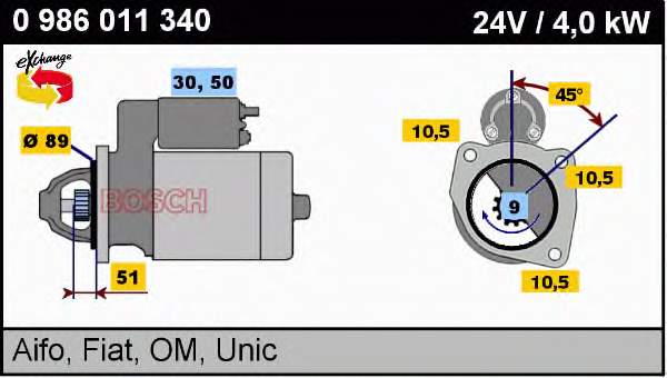 Motor de arranque 0986011340 Bosch