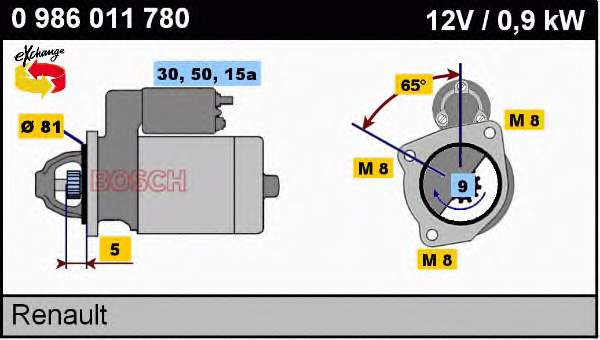 0986011780 Bosch motor de arranque