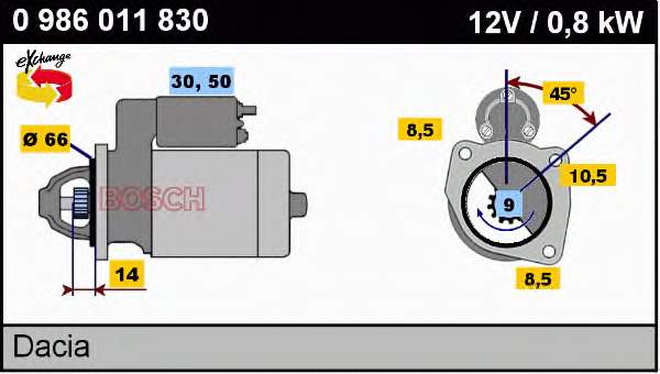 Burro de arranque  Bosch 0986011830 precio, desde 65,87 EUR