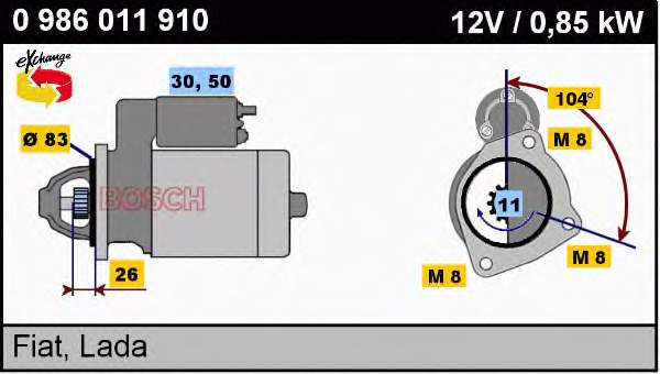 Motor de arranque 0986011910 Bosch