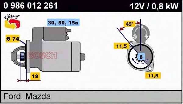 D50118400A Mazda motor de arranque