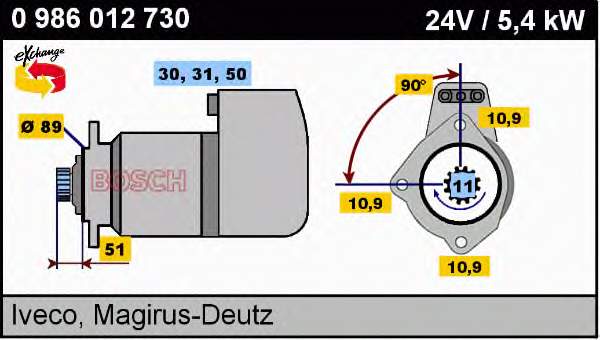 Motor de arranque 0986012730 Bosch