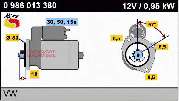 Motor de arranque 0986013380 Bosch