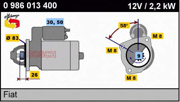 Motor de arranque 0986013400 Bosch