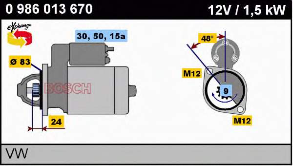 Motor de arranque 0986013670 Bosch