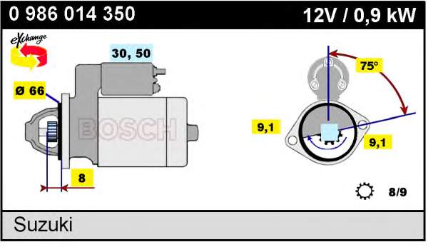 0986014350 Bosch Arranque motores