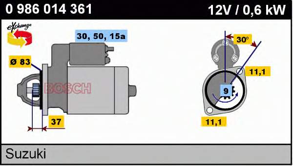 Motor de arranque 0986014361 Bosch