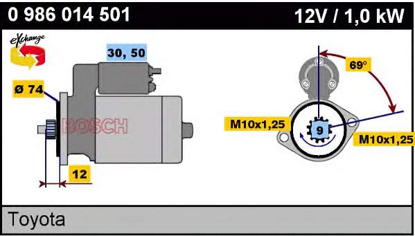 Motor de arranque 0986014501 Bosch