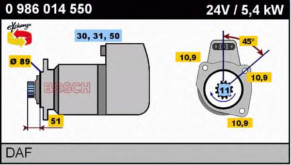 0986014550 Bosch motor de arranque