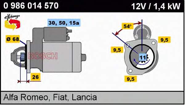 Motor de arranque 0986014570 Bosch