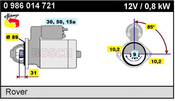 ADU8919 Rover motor de arranque