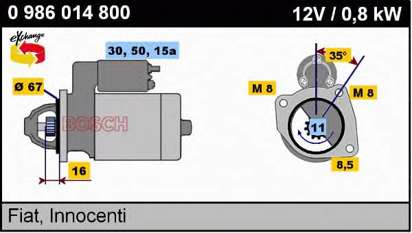 Motor de arranque 0986014800 Bosch