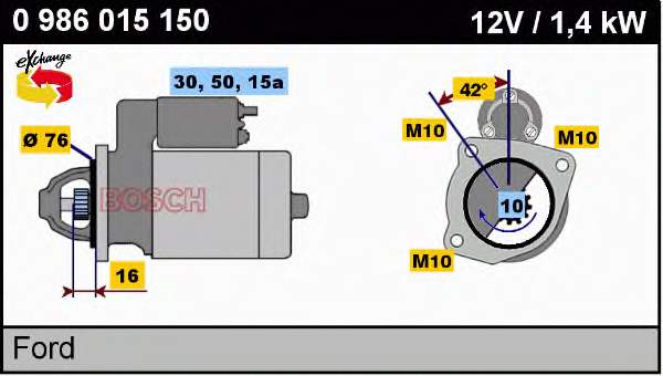 Motor de arranque 0986015150 Bosch