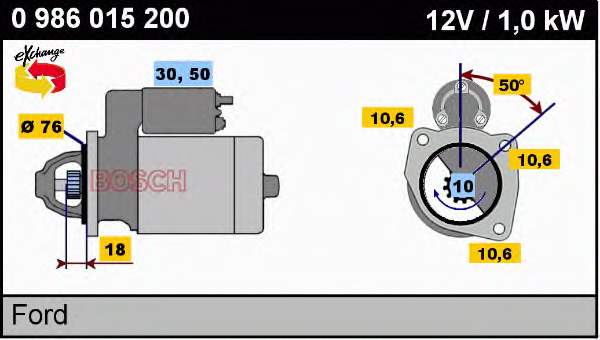 Motor de arranque 0986015200 Bosch