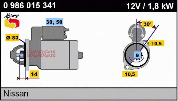 Motor de arranque 0986015341 Bosch